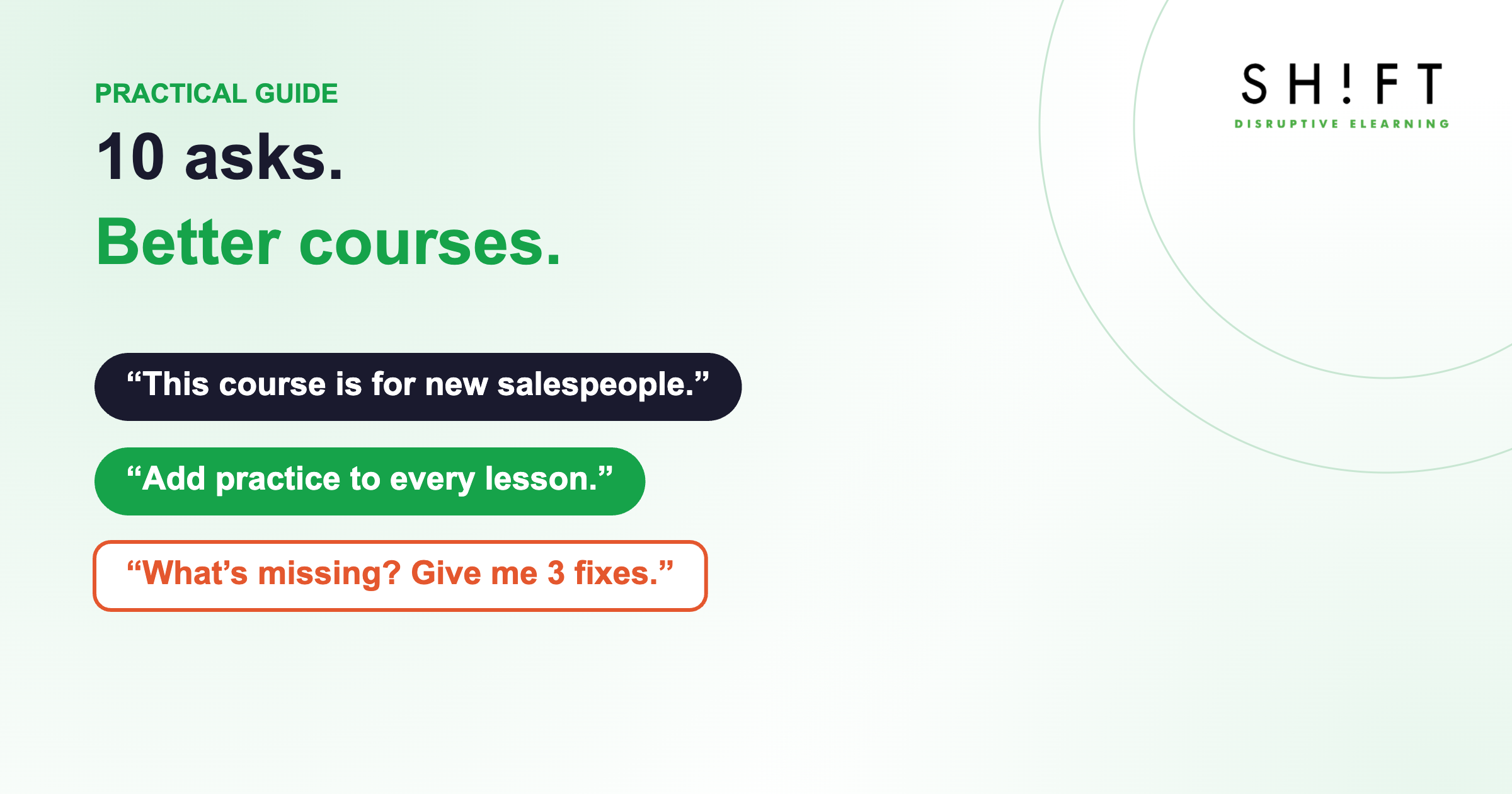 Three example instructions you can give your AI course assistant