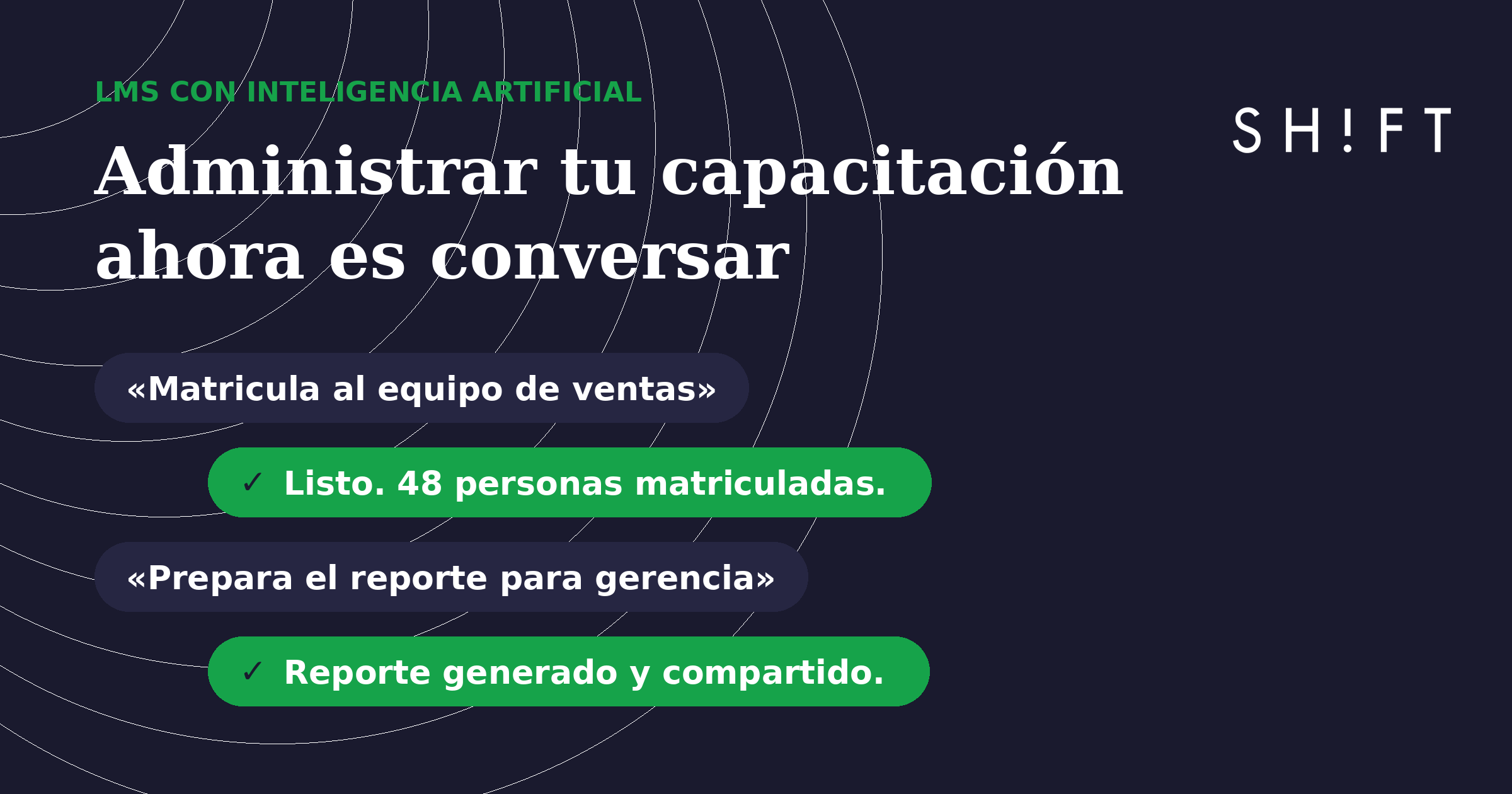 Conversación con el asistente de IA del LMS que matricula personas y genera reportes al instante