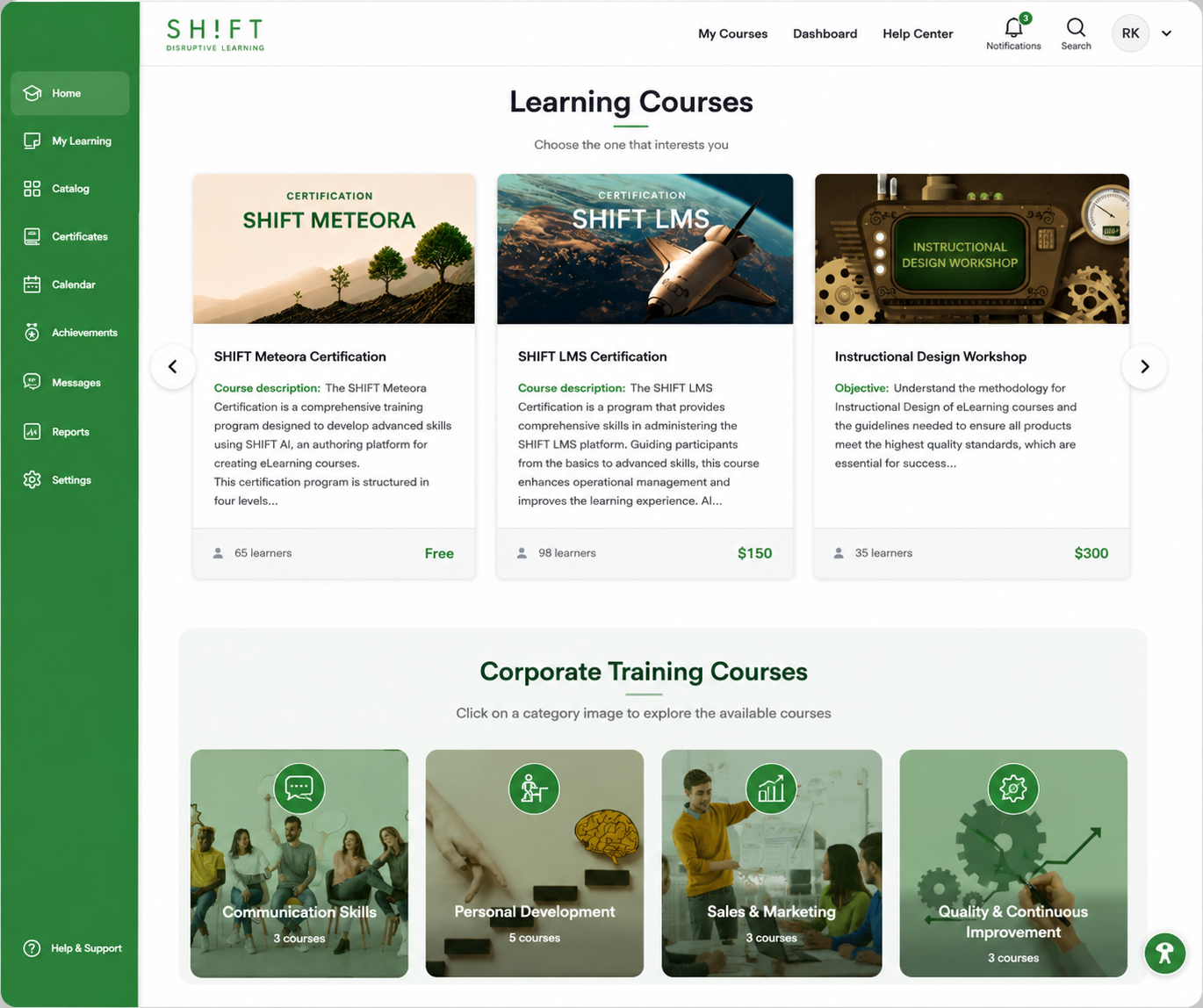 SHIFT LMS — author and publish