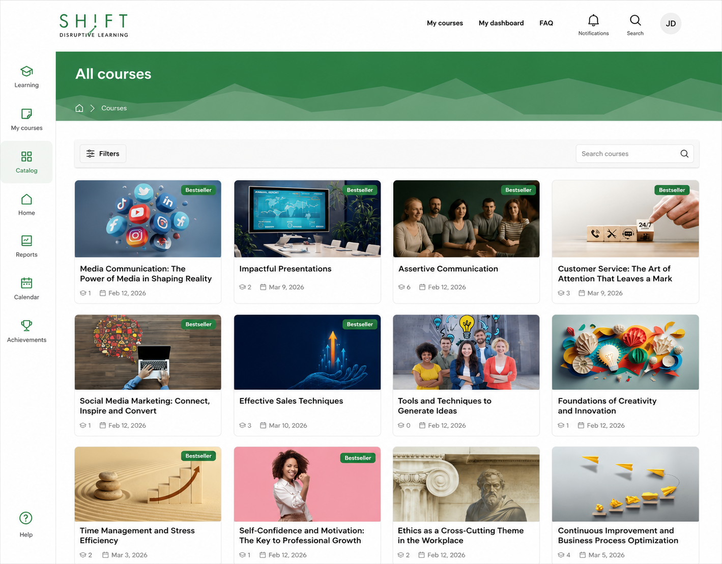 SHIFT LMS — branded and configured, organization-wide delivery