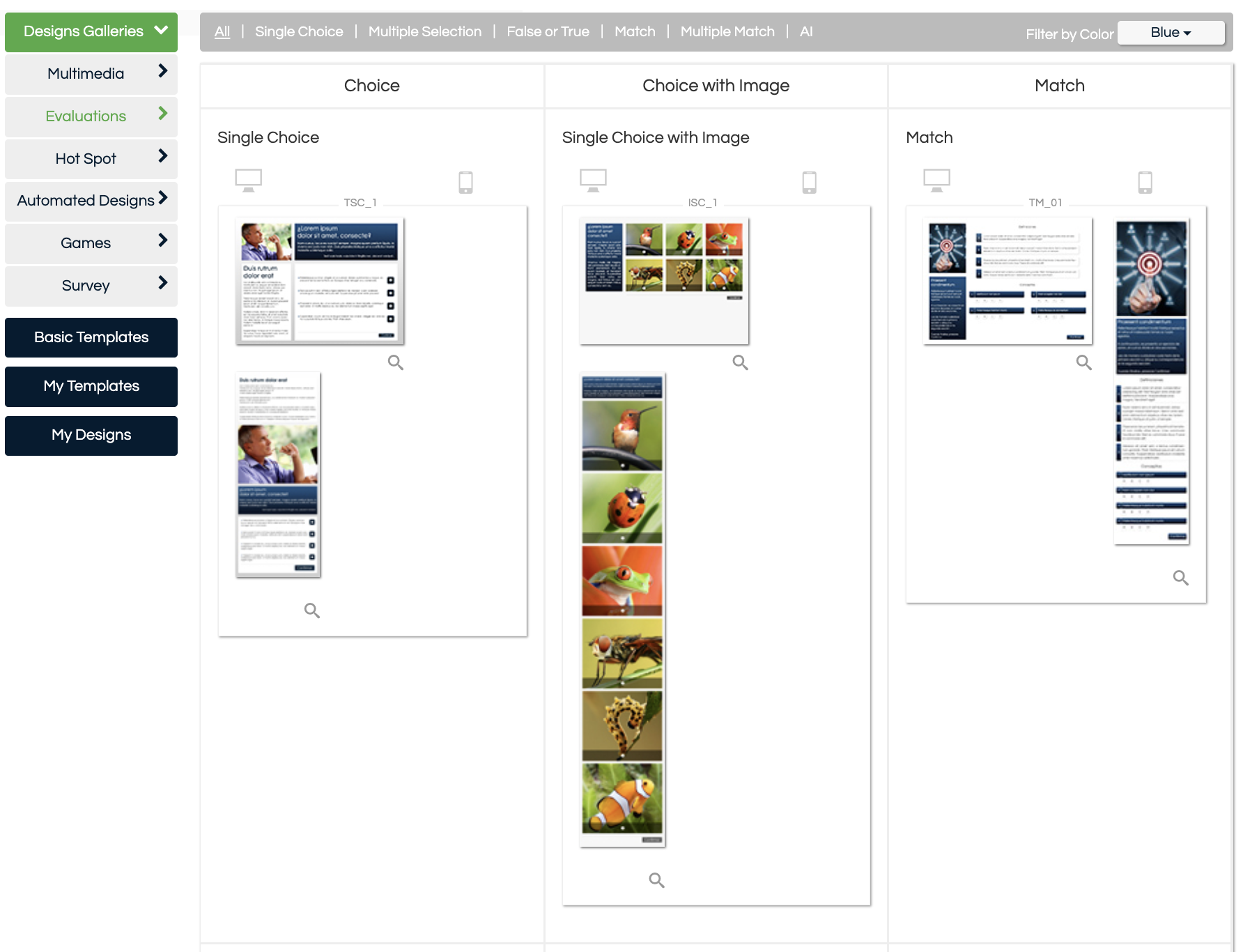 Meteora course builder — design galleries