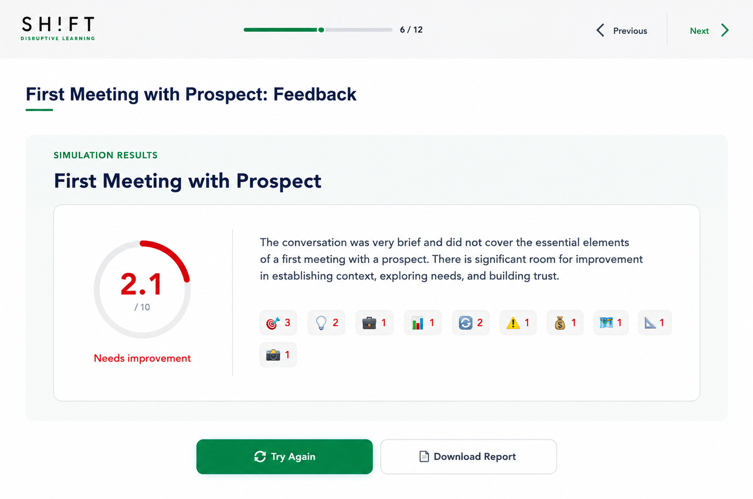 Social Simulation — automatic session feedback